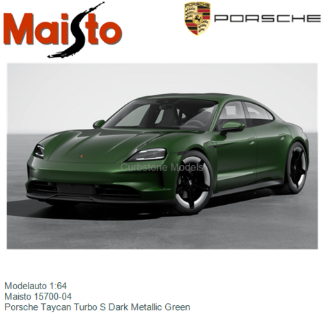 Modelauto 1:64 | Maisto 15700-04 | Porsche Taycan Turbo S Dark Metallic Green