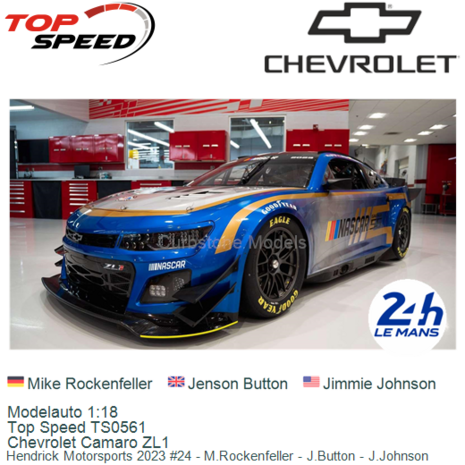 Modelauto 1:18 | Top Speed TS0561 | Chevrolet Camaro ZL1 | Hendrick Motorsports 2023 #24 - M.Rockenfeller - J.Button - J.Johnso