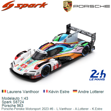 Modelauto 1:43 | Spark S8724 | Porsche 963 | Porsche-Penske Motorsport 2023 #6 - L.Vanthoor - A.Lotterer - K.Estre