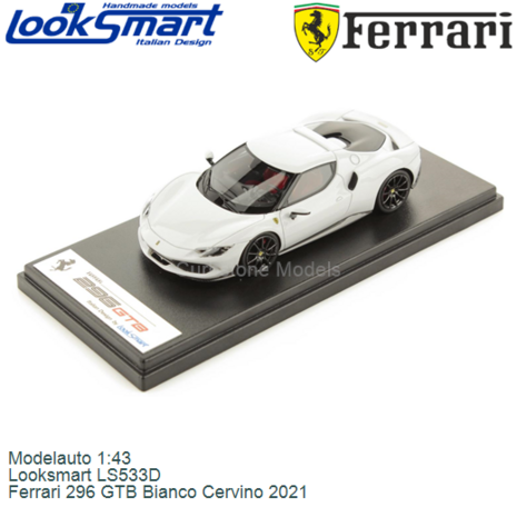 Modelauto 1:43 | Looksmart LS533D | Ferrari 296 GTB Bianco Cervino 2021