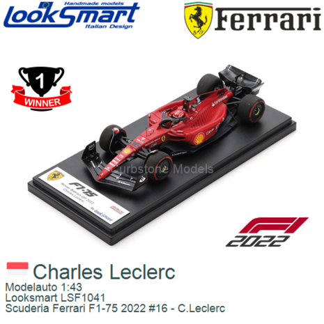 Modelauto 1:43 | Looksmart LSF1041 | Scuderia Ferrari F1-75 2022 #16 - C.Leclerc