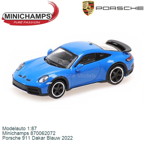 Modelauto 1:87 | Minichamps 870062072 | Porsche 911 Dakar Blauw 2022