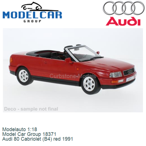 Modelauto 1:18 | Model Car Group 18371 | Audi 80 Cabriolet (B4) red 1991