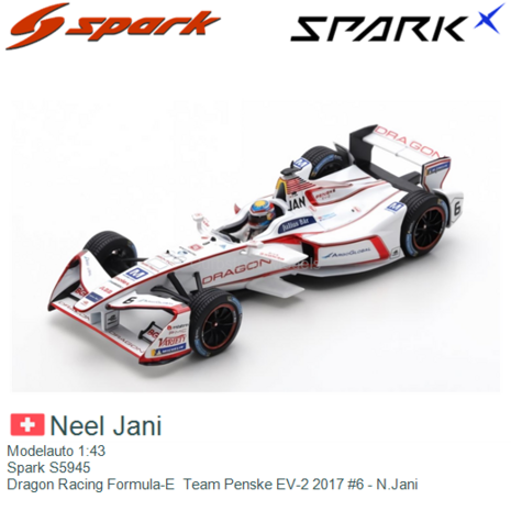 Modelauto 1:43 | Spark S5945 | Dragon Racing Formula-E  Team Penske EV-2 2017 #6 - N.Jani