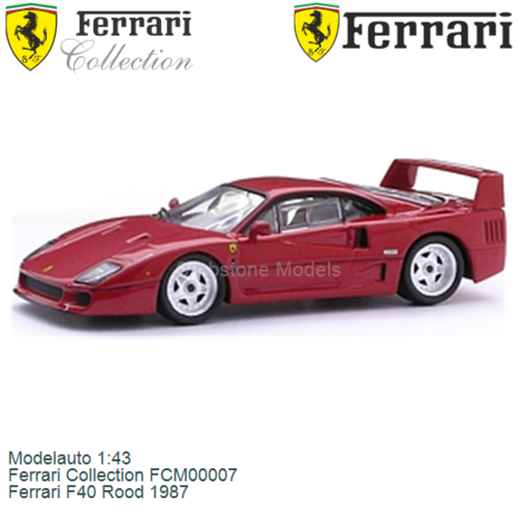 Modelauto 1:43 | Ferrari Collection FCM00007 | Ferrari F40 Rood 1987