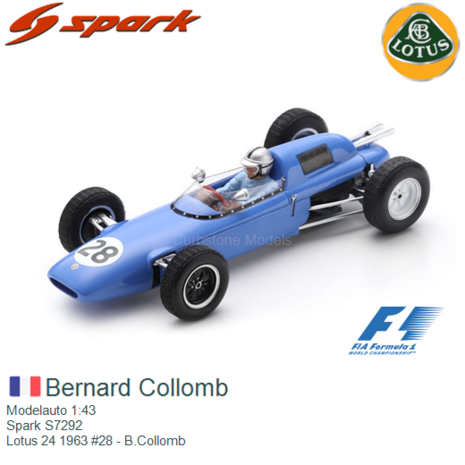 Modelauto 1:43 | Spark S7292 | Lotus 24 1963 #28 - B.Collomb