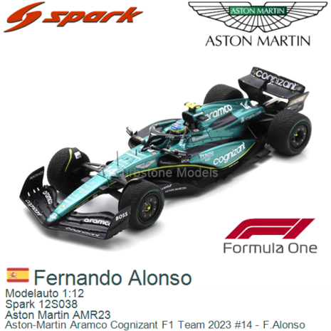 Modelauto 1:12 | Spark 12S038 | Aston Martin AMR23 | Aston-Martin Aramco Cognizant F1 Team 2023 #14 - F.Alonso