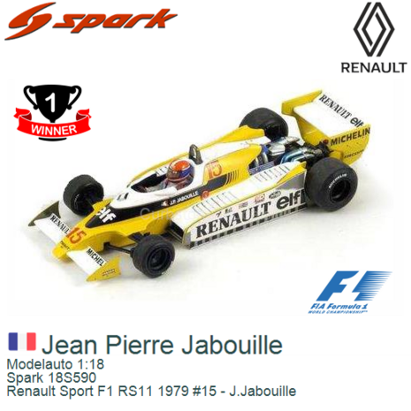 Modelauto 1:18 | Spark 18S590 | Renault Sport F1 RS11 1979 #15 - J.Jabouille