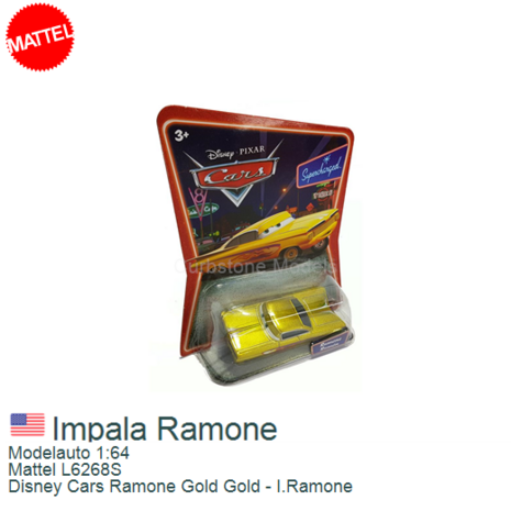 Modelauto 1:64 | Mattel L6268S | Disney Cars Ramone Gold Gold - I.Ramone