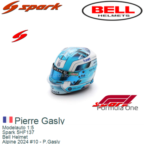 Modelauto 1:5 | Spark 5HF137 | Bell Helmet | Alpine 2024 #10 - P.Gasly