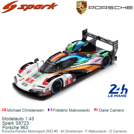 Modelauto 1:43 | Spark S8723 | Porsche 963 | Porsche-Penske Motorsport 2023 #5 - M.Christensen - F.Makowiecki - D.Cameron