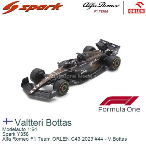 Modelauto 1:64 | Spark Y358 | Alfa Romeo F1 Team ORLEN C43 2023 #44 - V.Bottas