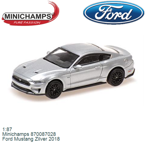 1:87 | Minichamps 870087028 | Ford Mustang Zilver 2018