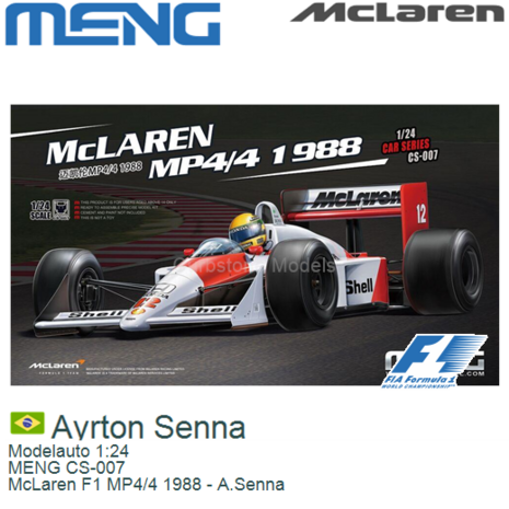 Modelauto 1:24 | MENG CS-007 | McLaren F1 MP4/4 1988 - A.Senna