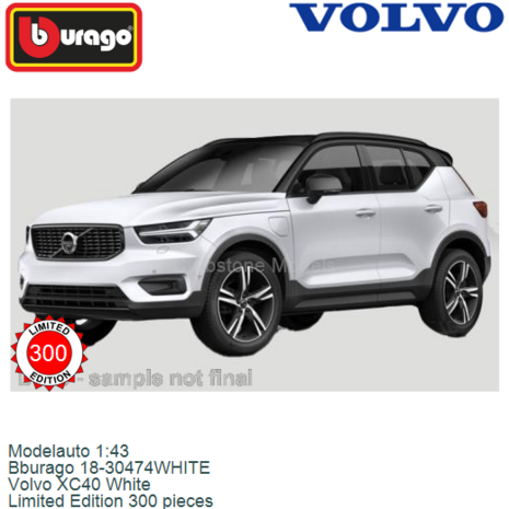 Modelauto 1:43 | Bburago 18-30474WHITE | Volvo XC40 White