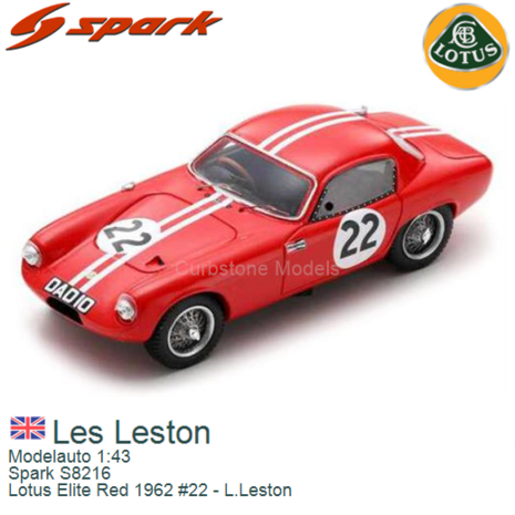 Modelauto 1:43 | Spark S8216 | Lotus Elite Red 1962 #22 - L.Leston