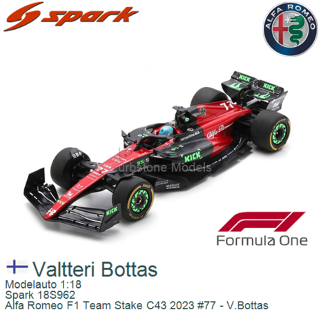 Modelauto 1:18 | Spark 18S962 | Alfa Romeo F1 Team Stake C43 2023 #77 - V.Bottas