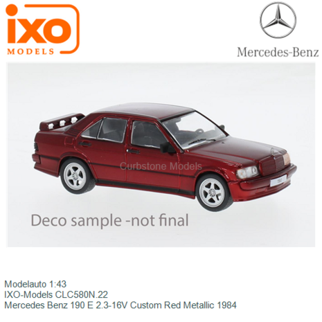 Modelauto 1:43 | IXO-Models CLC580N.22 | Mercedes Benz 190 E 2.3-16V Custom Red Metallic 1984