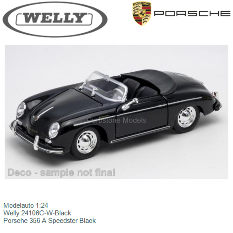 Modelauto 1:24 | Welly 24106C-W-Black | Porsche 356 A Speedster Black