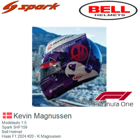 Modelauto 1:5 | Spark 5HF159 | Bell Helmet | Haas F1 2024 #20 - K.Magnussen