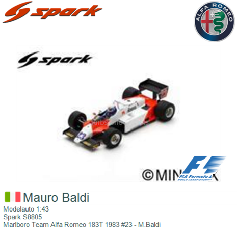 Modelauto 1:43 | Spark S8805 | Marlboro Team Alfa Romeo 183T 1983 #23 - M.Baldi