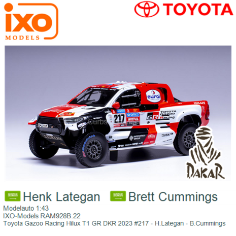 Modelauto 1:43 | IXO-Models RAM928B.22 | Toyota Gazoo Racing Hilux T1 GR DKR 2023 #217 - H.Lategan - B.Cummings 