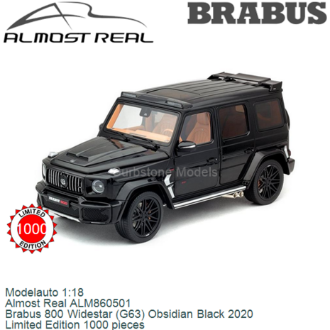 Modelauto 1:18 | Almost Real ALM860501 | Brabus 800 Widestar (G63) Obsidian Black 2020