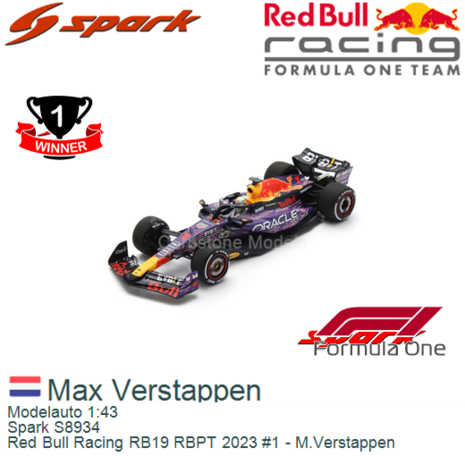 Modelauto 1:43 | Spark S8934 | Red Bull Racing RB19 RBPT 2023 #1 - M.Verstappen