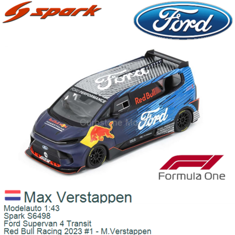 Modelauto 1:43 | Spark S6498 | Ford Supervan 4 Transit | Red Bull Racing 2023 #1 - M.Verstappen