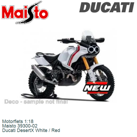 Motorfiets 1:18 | Maisto 39300-02 | Ducati DesertX White / Red