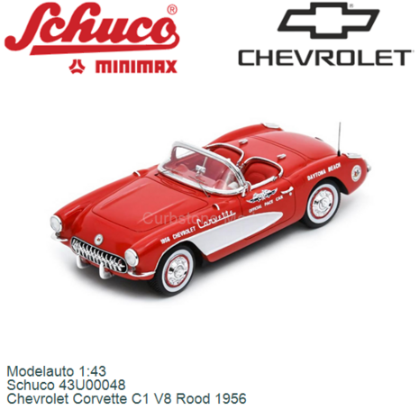 Modelauto 1:43 | Schuco 43U00048 | Chevrolet Corvette C1 V8 Rood 1956