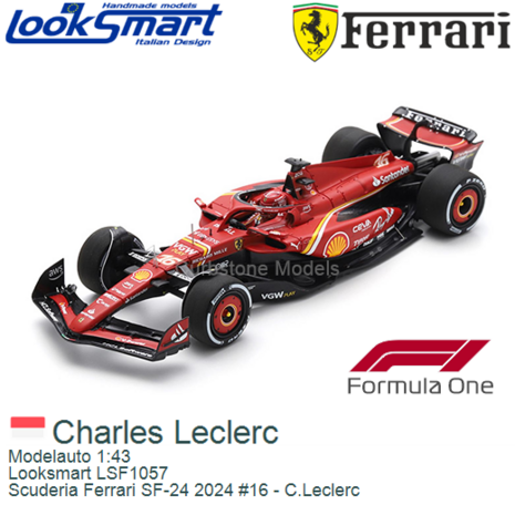 Modelauto 1:43 | Looksmart LSF1057 | Scuderia Ferrari SF-24 2024 #16 - C.Leclerc