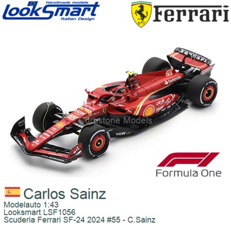 Modelauto 1:43 | Looksmart LSF1056 | Scuderia Ferrari SF-24 2024 #55 - C.Sainz