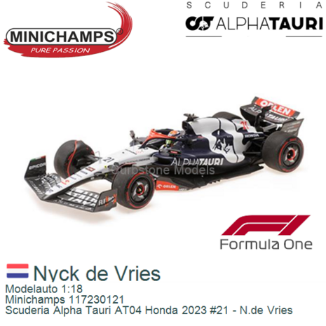 Modelauto 1:18 | Minichamps 117230121 | Scuderia Alpha Tauri AT04 Honda 2023 #21 - N.de Vries