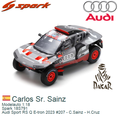 Modelauto 1:18 | Spark 18S791 | Audi Sport RS Q E-tron 2023 #207 - C.Sainz - H.Cruz