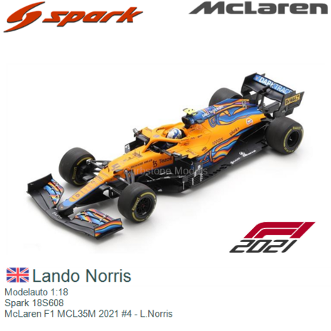 Modelauto 1:18 | Spark 18S608 | McLaren F1 MCL35M 2021 #4 - L.Norris