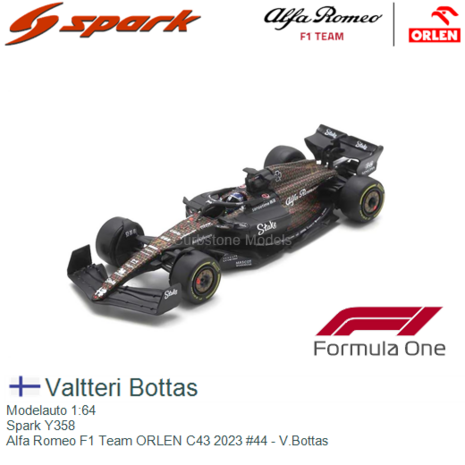 Modelauto 1:64 | Spark Y358 | Alfa Romeo F1 Team ORLEN C43 2023 #44 - V.Bottas