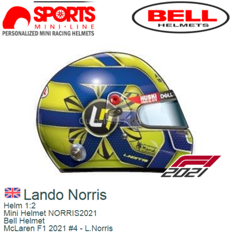 Helm 1:2 | Mini Helmet NORRIS2021 | Bell Helmet | McLaren F1 2021 #4 - L.Norris