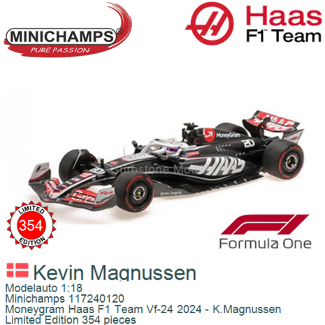 Modelauto 1:18 | Minichamps 117240120 | Moneygram Haas F1 Team Vf-24 2024 - K.Magnussen