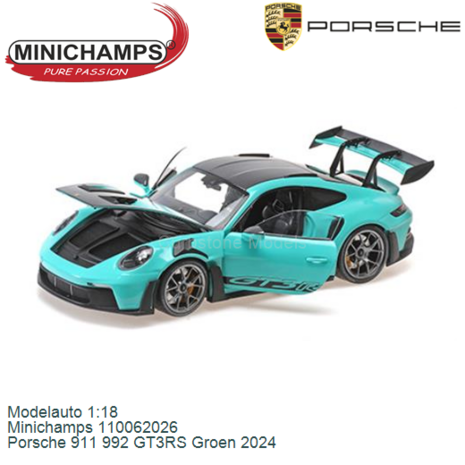 Modelauto 1:18 | Minichamps 110062026 | Porsche 911 992 GT3RS Groen 2024