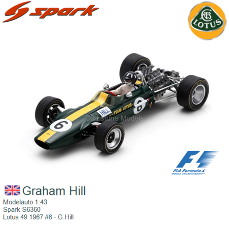 Modelauto 1:43 | Spark S6360 | Lotus 49 1967 #6 - G.Hill