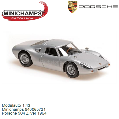 Modelauto 1:43 | Minichamps 940065721 | Porsche 904 Zilver 1964