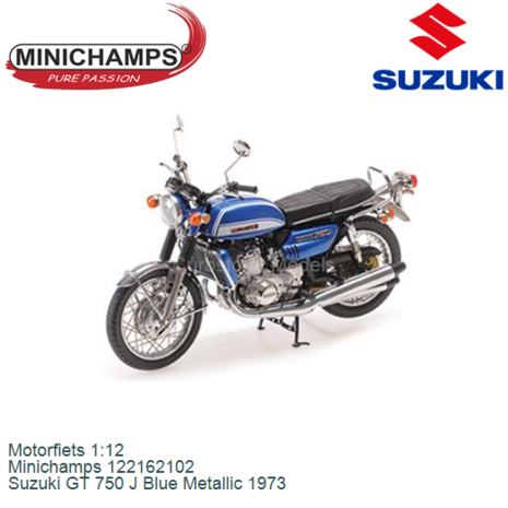 Motorfiets 1:12 | Minichamps 122162102 | Suzuki GT 750 J Blue Metallic 1973