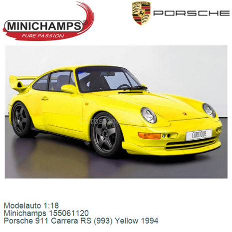 Modelauto 1:18 | Minichamps 155061120 | Porsche 911 Carrera RS (993) Yellow 1994