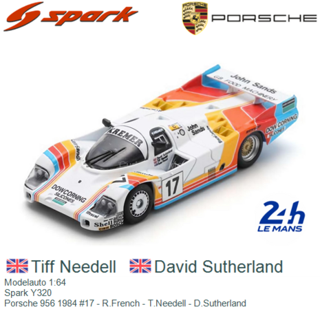 Modelauto 1:64 | Spark Y320 | Porsche 956 1984 #17 - R.French - T.Needell - D.Sutherland