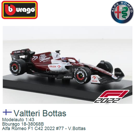 Modelauto 1:43 | Bburago 18-38068B | Alfa Romeo F1 C42 2022 #77 - V.Bottas