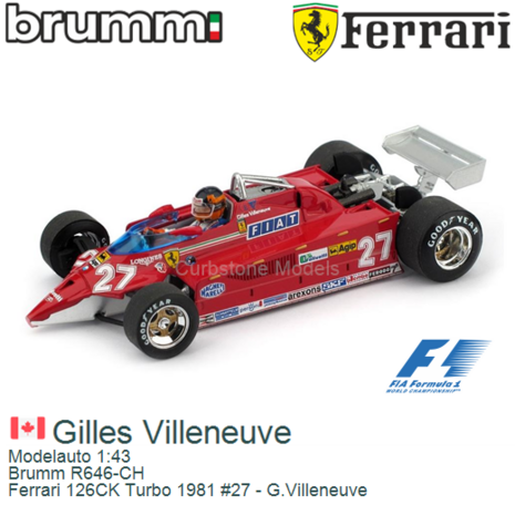 Modelauto 1:43 | Brumm R646-CH | Ferrari 126CK Turbo 1981 #27 - G.Villeneuve