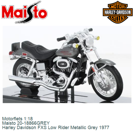 Motorfiets 1:18 | Maisto 20-18866GREY | Harley Davidson FXS Low Rider Metallic Grey 1977