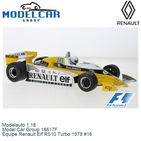 Modelauto 1:18 | Model Car Group 18617F | Équipe Renault Elf RS10 Turbo 1979 #16