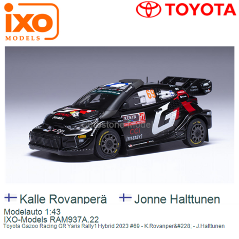 Modelauto 1:43 | IXO-Models RAM937A.22 | Toyota Gazoo Racing GR Yaris Rally1 Hybrid 2023 #69 - K.Rovanper&#228; - J.Halttun